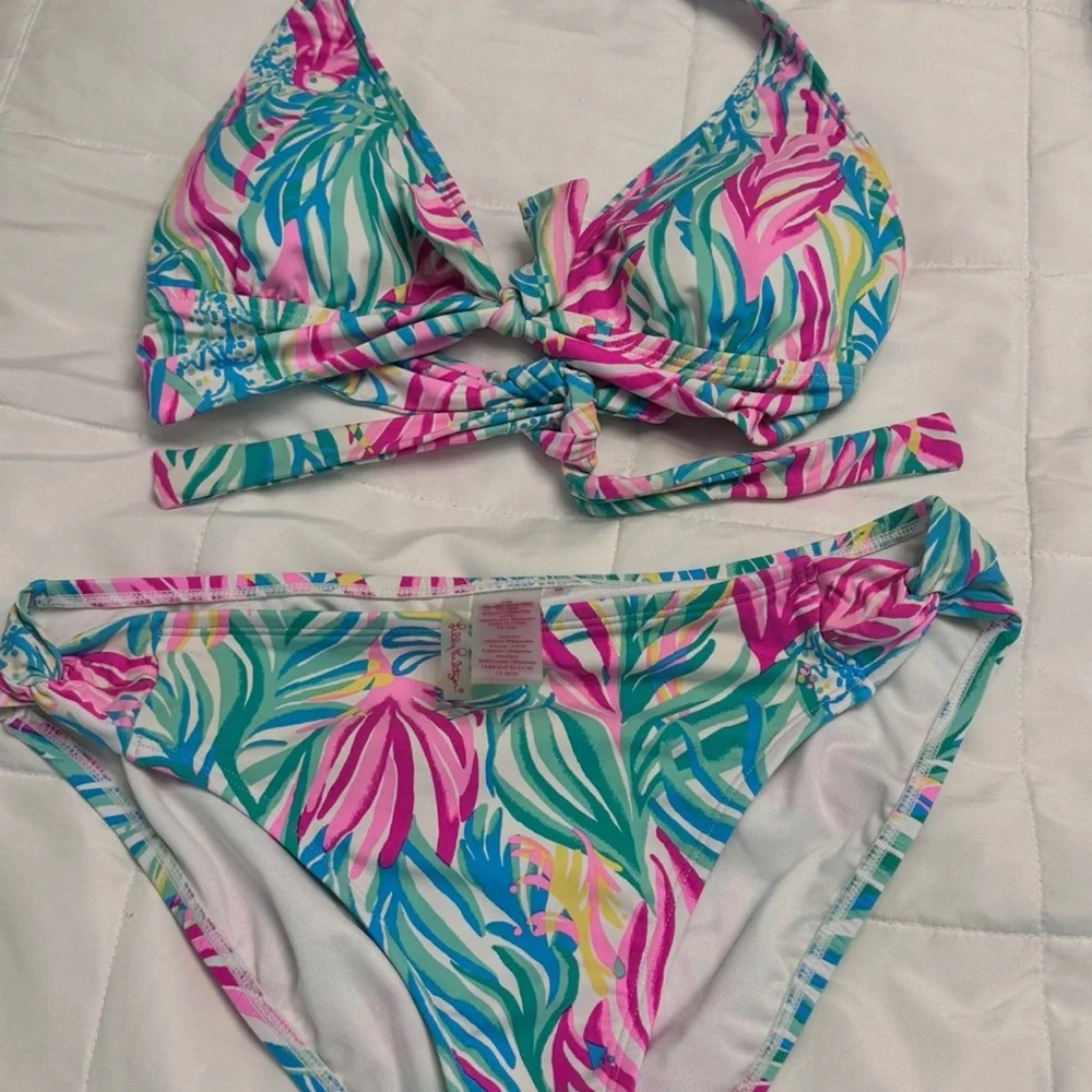 Lilly Pulitzer Sea Turtle Soiree ELISE & ZARAH BIKINI Swimsuit Set size 8